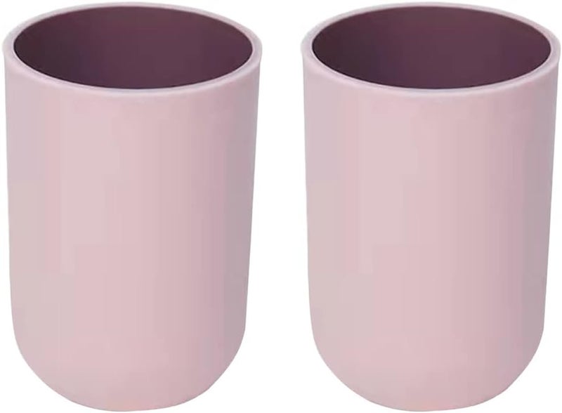 RabyLeo Cup 10.5oz, Unbreakable Reusable Drinking Cups Set of 2 Colors, Plastic Toothbrush Cup Tumbler 300ml, Dishwasher Safe (Light pink & Light pink) - Image 1