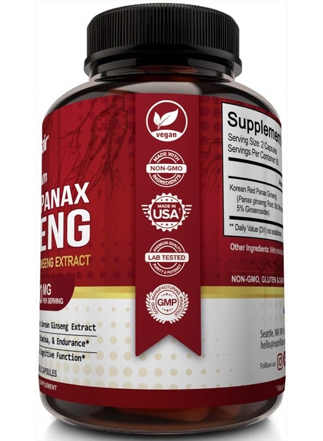 NutriFlair Korean Red Panax Ginseng Extract 1600mg, 120 Capsules - Image 2