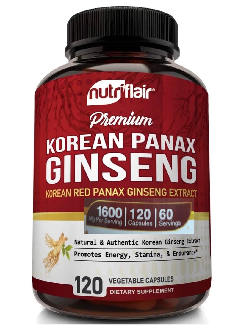 NutriFlair Korean Red Panax Ginseng Extract 1600mg, 120 Capsules - Image 1