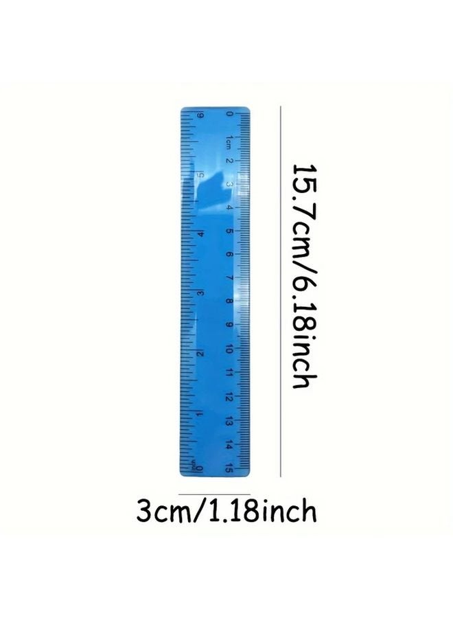 6Pcs Assorted Color Plastic Rulers 6 Inch Durable Measuring Tools For School Office - Image 4