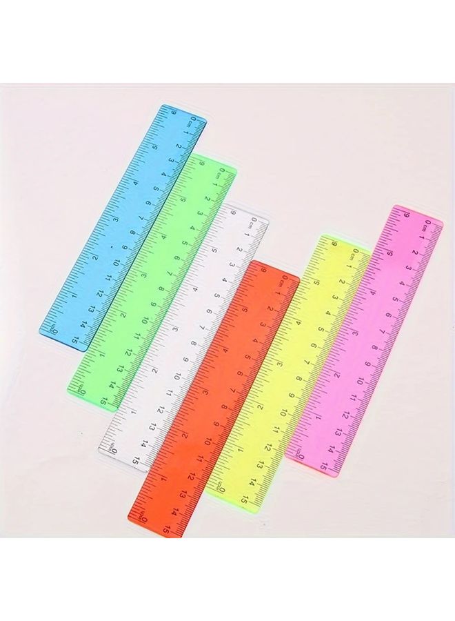 6Pcs Assorted Color Plastic Rulers 6 Inch Durable Measuring Tools For School Office - Image 5