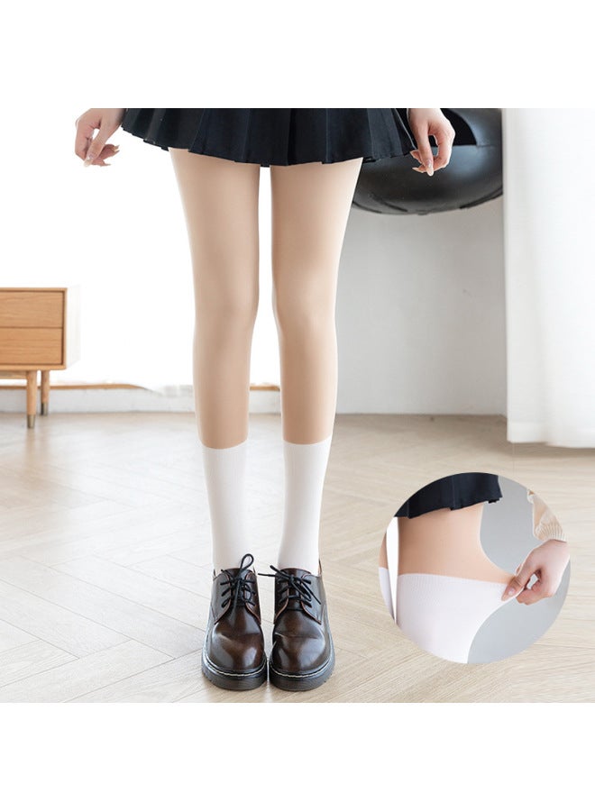 Three-in-one Sching Light Leg Artifact Fleece-lined Button Button Detachable Fake Calf Fake Over The Knee Any Cut Pantyhose