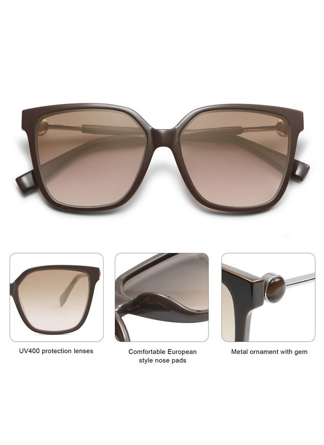 Sojos Fashion Square Sunglasses For Women Trendy Uv Protection Lens Womens Sunnies Sunglasses Sj2196, Dark Brown Frame/Light Brown Grading Lens  - Image 4
