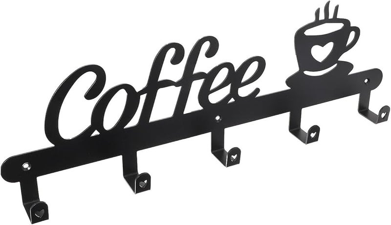 Black Metal Mug Hanging Rack Holder Wall Mounted for Kitchen Cup Storage and Display - Image 2