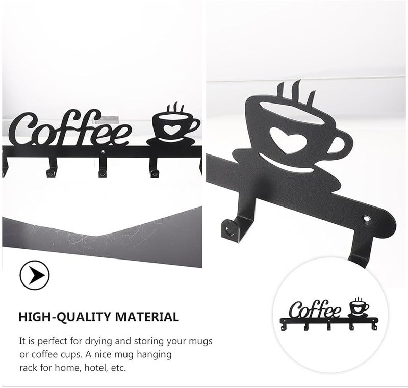 Black Metal Mug Hanging Rack Holder Wall Mounted for Kitchen Cup Storage and Display - Image 5