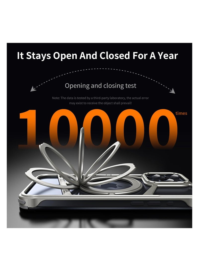 SYOSI New Metal Hollow Phone Case for iPhone 15 Pro Max, Protective Aluminum Bumper with Stand, Magnetic Suction Bracket, Heat Dissipation Design - Image 4