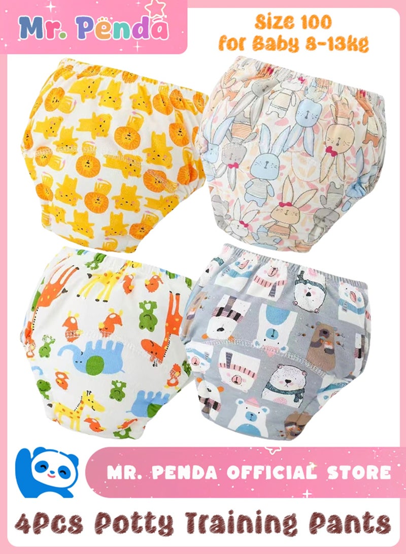 سروال تدريب على النونية للاطفال من 4 قطع، ملابس داخلية جيدة التهوية للتدريب على استخدام النونية، سراويل تدريب قطنية قابلة لاعادة الاستخدام للاطفال البنات والاولاد من سن0-3سنوات - Image 1