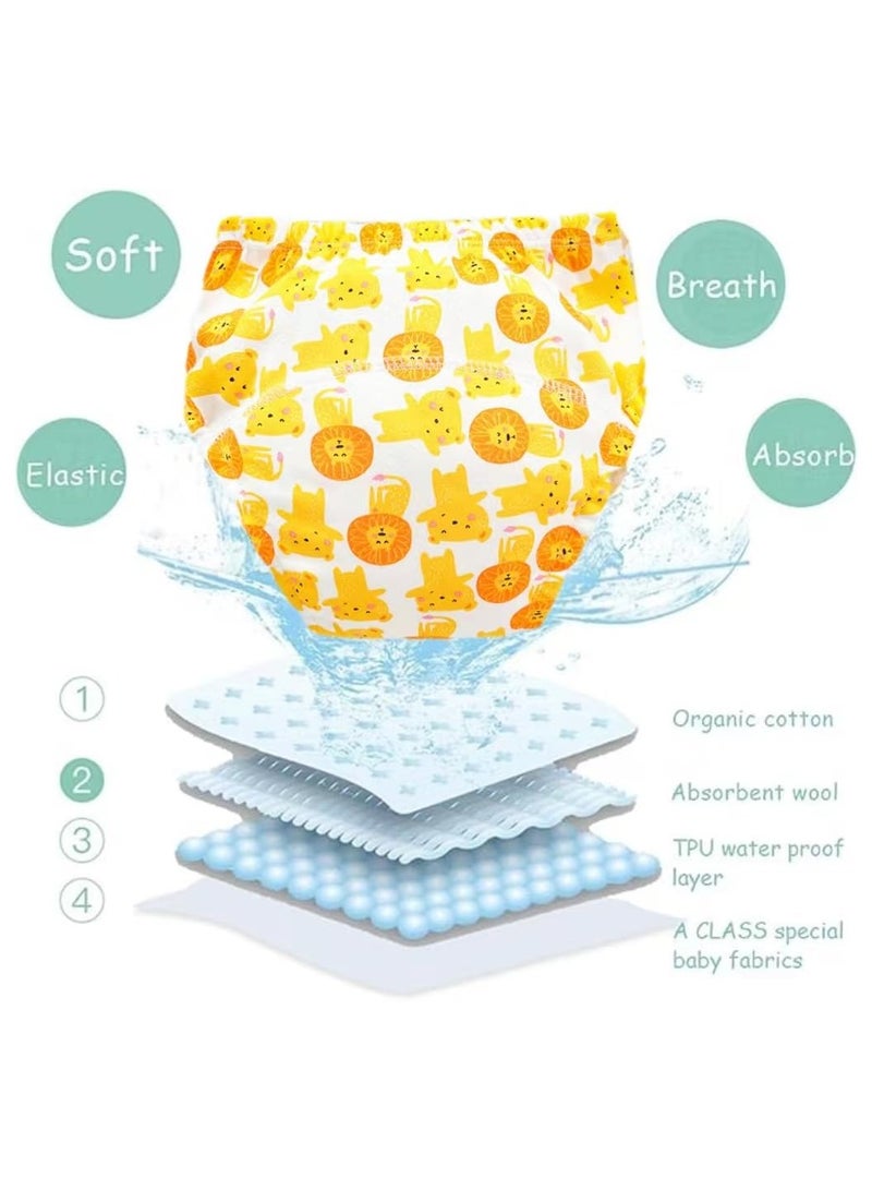 سروال تدريب على النونية للاطفال من 4 قطع، ملابس داخلية جيدة التهوية للتدريب على استخدام النونية، سراويل تدريب قطنية قابلة لاعادة الاستخدام للاطفال البنات والاولاد من سن0-3سنوات - Image 4