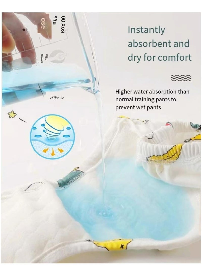سروال تدريب على النونية للاطفال من 4 قطع، ملابس داخلية جيدة التهوية للتدريب على استخدام النونية، سراويل تدريب قطنية قابلة لاعادة الاستخدام للاطفال البنات والاولاد من سن0-3سنوات - Image 3