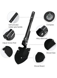 Scrolls Multifunctional Folding Shovel, Camping Snow Shovel Car Digging Shovel with Compass Storage Bag for Survival, Camping, Trekking, Gardening, Car Emergency (41cm)  - Image 3