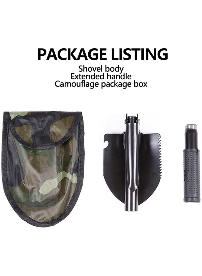 مخطوطات مجرفة قابلة للطي متعددة الوظائف، مجرفة حفر الثلج للتخييم مع حقيبة تخزين بوصلة للبقاء على قيد الحياة، والتخييم، والرحلات، والبستنة، وطوارئ السيارة (41 سم) - Image 4