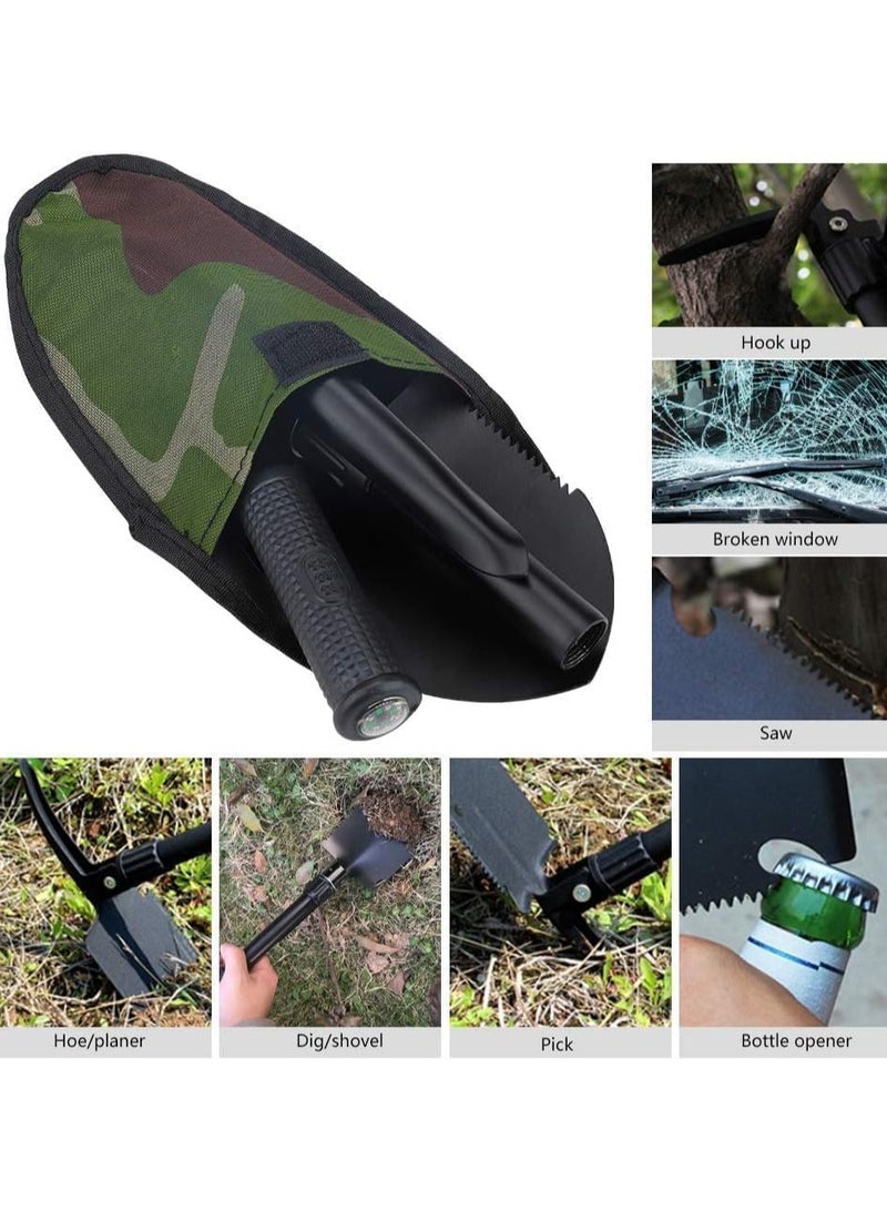 مخطوطات مجرفة قابلة للطي متعددة الوظائف، مجرفة حفر الثلج للتخييم مع حقيبة تخزين بوصلة للبقاء على قيد الحياة، والتخييم، والرحلات، والبستنة، وطوارئ السيارة (41 سم) - Image 5