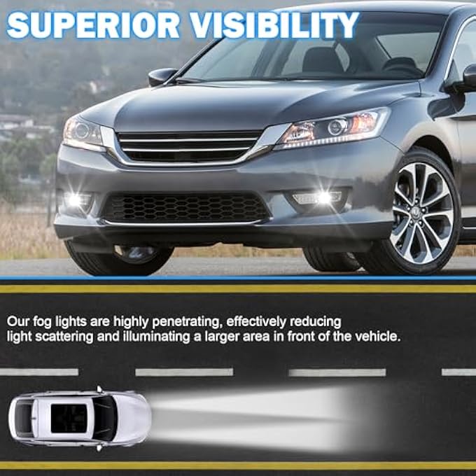 بوكسلايت مصابيح ضباب LED مناسبة لسيارة هوندا أكورد سيدان موديلات 2013 و2014 و2015 غير متوافقة مع نظام هايبرد مع تسخير التبديل وعدسة شفافة - Image 3