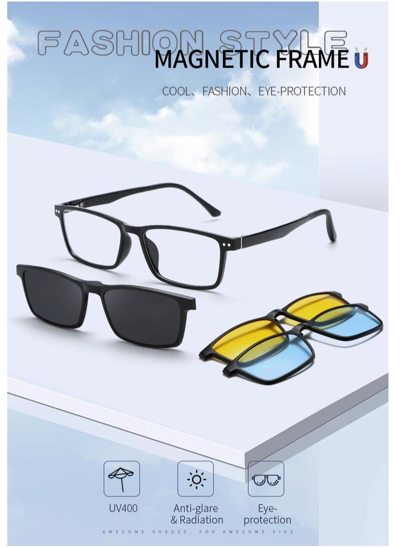 Generic - Magnetic sleeve mirror small frame night vision goggles 3-in-1 polarized sunglasses - Image 1