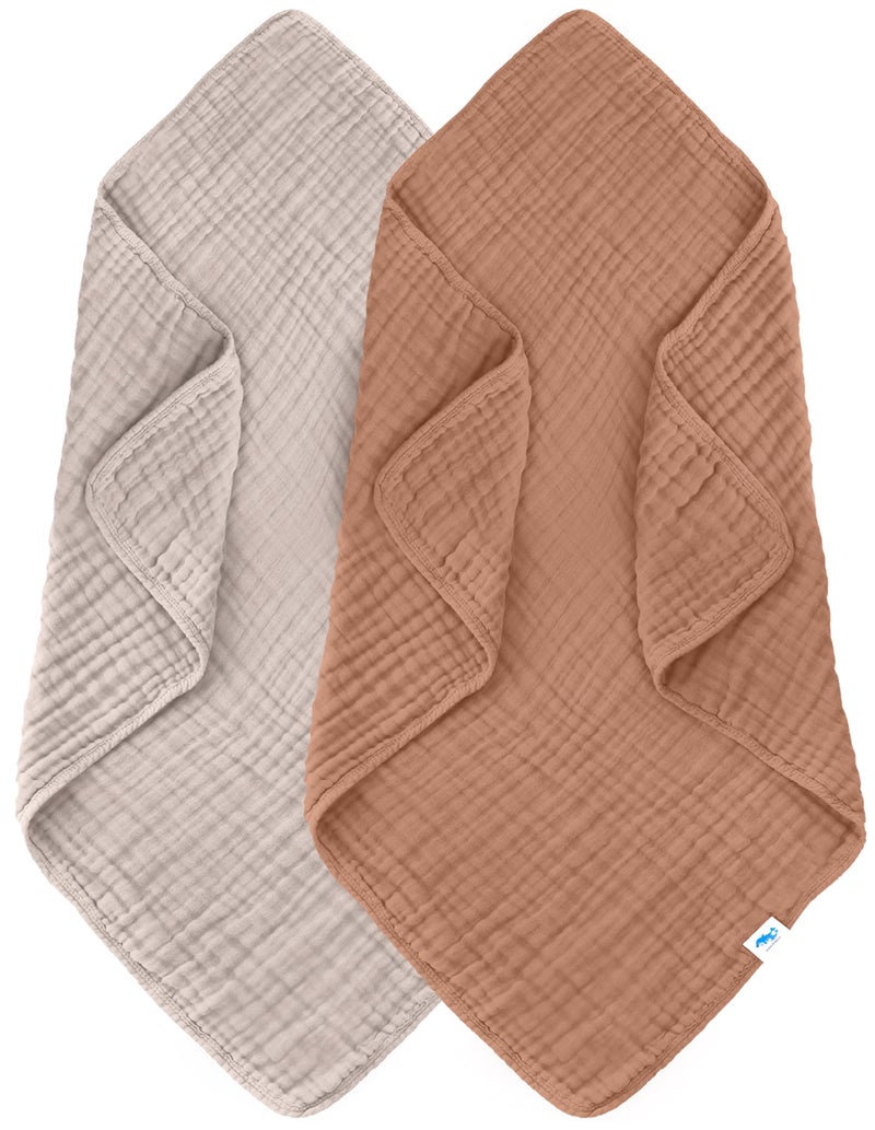 SWEET DOLPHIN Muslin Baby Bath Towels Blanket - 2 Pack 100% Cotton Towel for Babies, Infants, Toddlers - 40x40Inch - Highly Absorbent, Light Bean Paste - Image 1