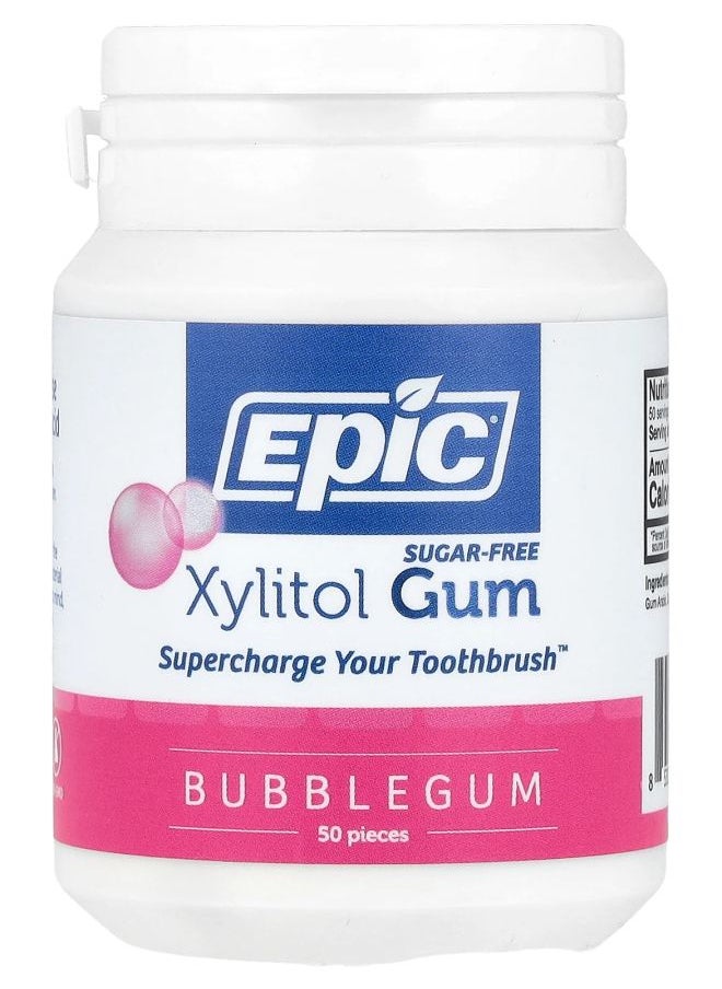 Epic Dental Xylitol Gum Sugar-Free Bubblegum 50 Pieces 