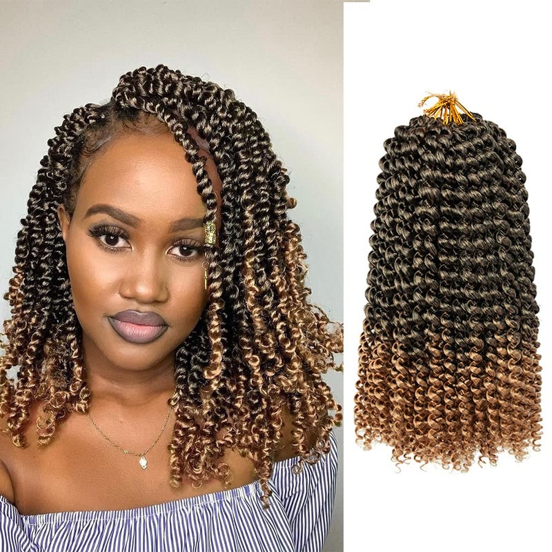 Passion Twist Hair 12 Inch 8 Packs Passion Twist Braiding Hair Water Wave Crochet Hair Extensions Bohemian Braids Passion Twist Crochet Hair Ombre Blonde 12 Inch1B27