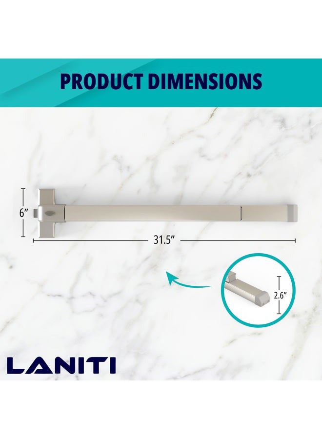 LANITI Premium Panic Bars for Exit Doors, Push to Exit, 31-Inch, Silver, Stainless Steel Handle, Ambidextrous, Easy to Install - Image 2