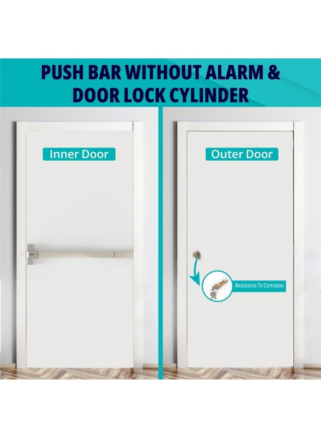 LANITI Premium Panic Bars for Exit Doors, Push to Exit, 31-Inch, Silver, Stainless Steel Handle, Ambidextrous, Easy to Install - Image 4