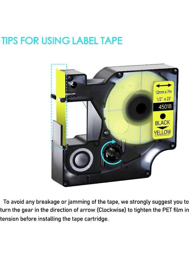 melfi Melfi 2Pcs Compatible Laminated Label Refill Replacement For Dymo D1 Standard Label Tapes 45018 S0720580 12Mm X 7M, Refill For Label Manager Lm160 280 260P 210D  - Image 3