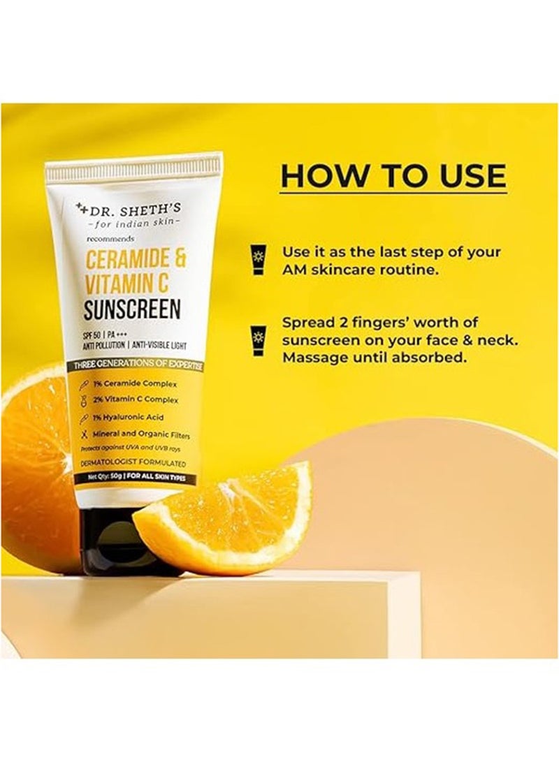دكتور شيث كريم الوقاية من الشمس SPF 50 من دكتور شيث مع السيراميد وفيتامين سي 50 جرام - Image 4