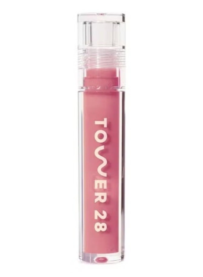 Tower 28 ShineOn Moisturizing Lip Jelly Gloss, Pistachio - semi-sheer, milky nude pink  3.9g – Non-Sticky, Hydrating Lip Shine - Image 1