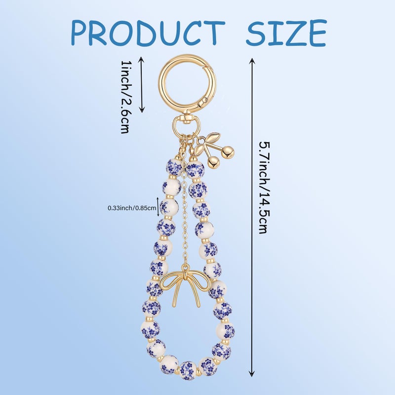 chorfla Cherry Keychain Wristlet Bag Charms for Women,Beaded Bow Keychain Wristlet Key Ring Bracelet Car Key Chain for Women Men - Image 3