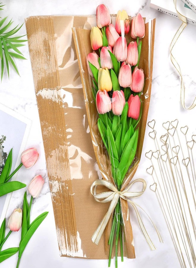 Jansun 48 Pieces Bouquet Wrapping Paper, Floral Wrapping Sleeves Flower Bags with 48 Pieces Card Holder Roll for Wedding Birthday Valentines Day (17.9 x 9.8 inches - Image 5