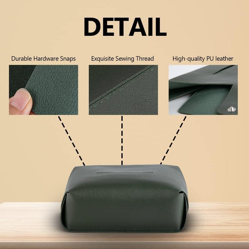 SUCITY 3 Packs SUCITY Leather Tissue Box Cover Holder - Green - Image 5