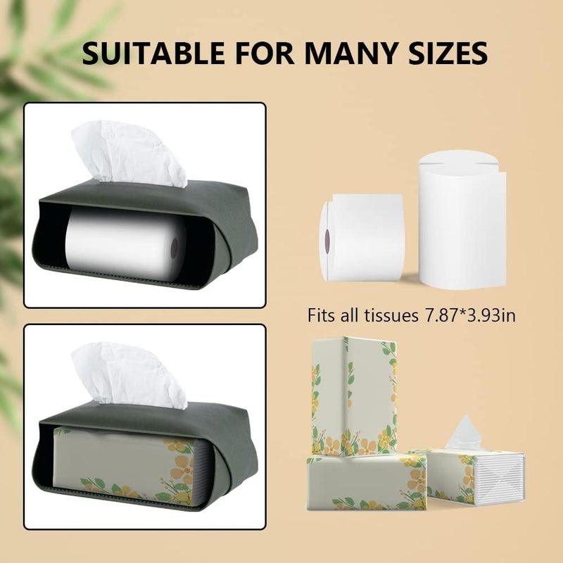 SUCITY 3 Packs SUCITY Leather Tissue Box Cover Holder - Green - Image 4