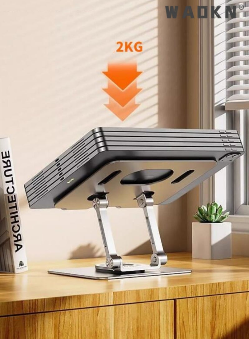 WAOKN Metal iPad Stand Foldable iPad Holder Angle Adjustable Desk Tablet Stand Holder for All L170XW148XH45(mm) Tablets iPad Pro iPad Air iPad Mini Galaxy Tab S8 Ultra Tab S7 Tab A8 Silver - Image 4