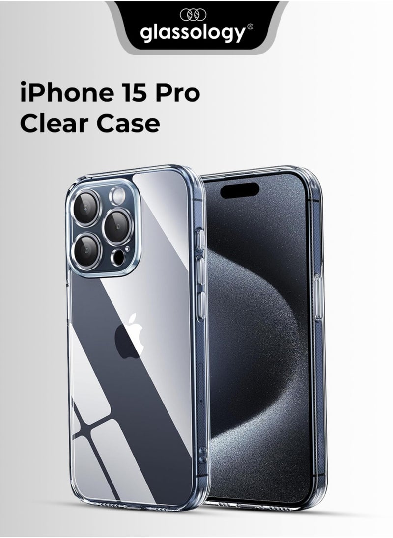 glassology iPhone 15 Pro Shockproof Anti Yellowing Crystal Clear Grade Protection Bumper Case Cover for iPhone 15 Pro (Transparent)  - Image 1