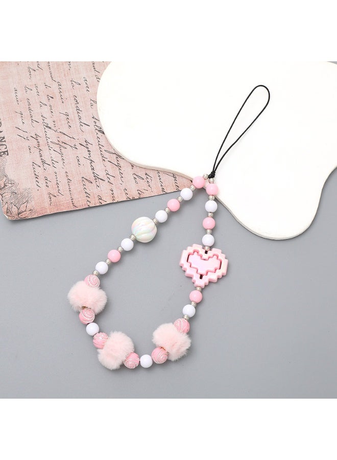 NIBEMINENT Phone Charm/ Chain Strap for Women Girls, Ball Love Cell Phone Case Lanyard Wrist Strap - Image 1