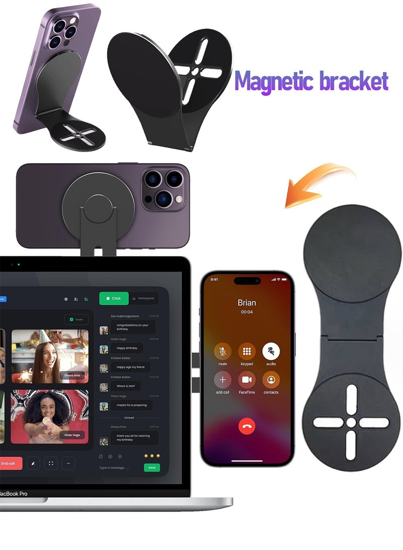 HEROCKX Magnetic Phone Holder - Detachable Phone Holder for Laptop and Car - Foldable and Adjustable Strong Magnetic Phone Holder - For Cell Phones - Black  - Image 1
