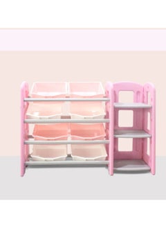 FULL JOY 8 Toy Storage Bins Organizer with 3 Tier Corner Shelf ,Pink  - Image 1