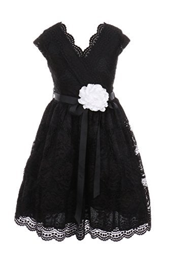 iGirlDress Little Girls Floral Design Lace Easter/Spring Dress Black Size 6 - Image 1