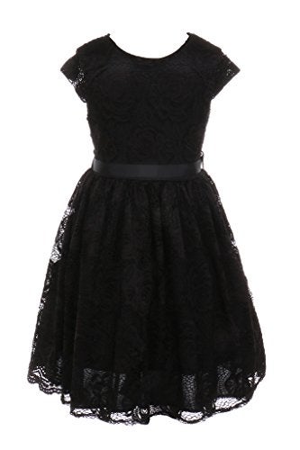 iGirlDress Little Girls Floral Design Lace Easter/Spring Dress Black Size 6 - Image 2