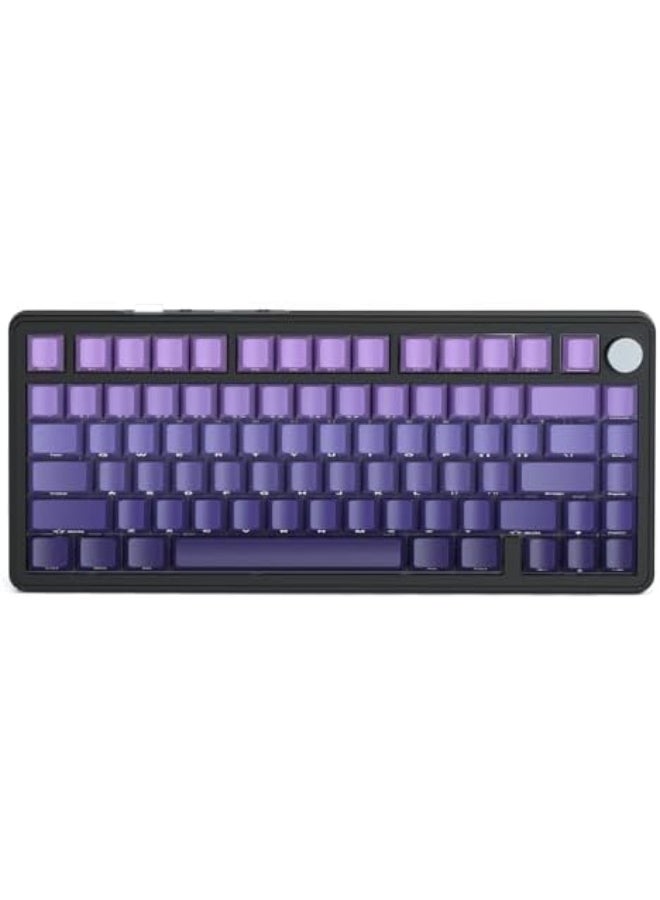 لوحة مفاتيح ميكانيكية X85 مع أزرار، لوحة مفاتيح ألعاب لاسلكية 75% (BT5.0/2.4G/USB-C) مع تعبئة بخمسة طبقات، RGB، سعة 5000 مللي أمبير، لوحة مفاتيح قابلة للتبديل بسلاسة مع طباعة جانبية من PBT (لون أرجواني) - Image 1