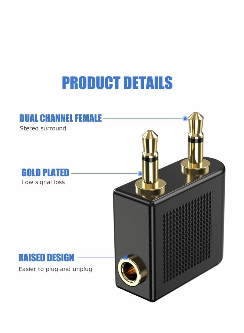 Excefore Airplane Headphone Adapter, 3 Pcs Gold Plated 3.5mm Male to 3.5mm Female Stereo Aux Jack Headphone Adapter Compatible with More Headphones - Image 5