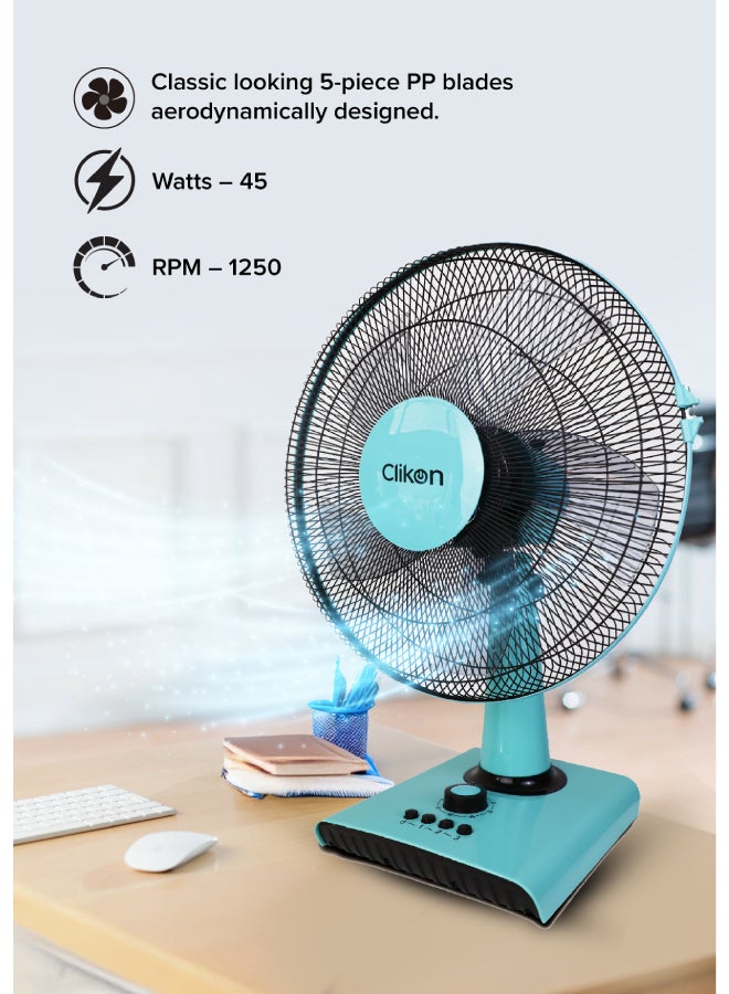 كليكون مروحة طاولة هايز بسرعة 1250 لفة في الدقيقة مقاس 16 بوصة وبمؤقت 45 W CK2033 أزرق - Image 2