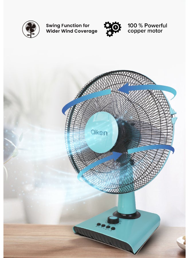 كليكون مروحة طاولة هايز بسرعة 1250 لفة في الدقيقة مقاس 16 بوصة وبمؤقت 45 W CK2033 أزرق - Image 5
