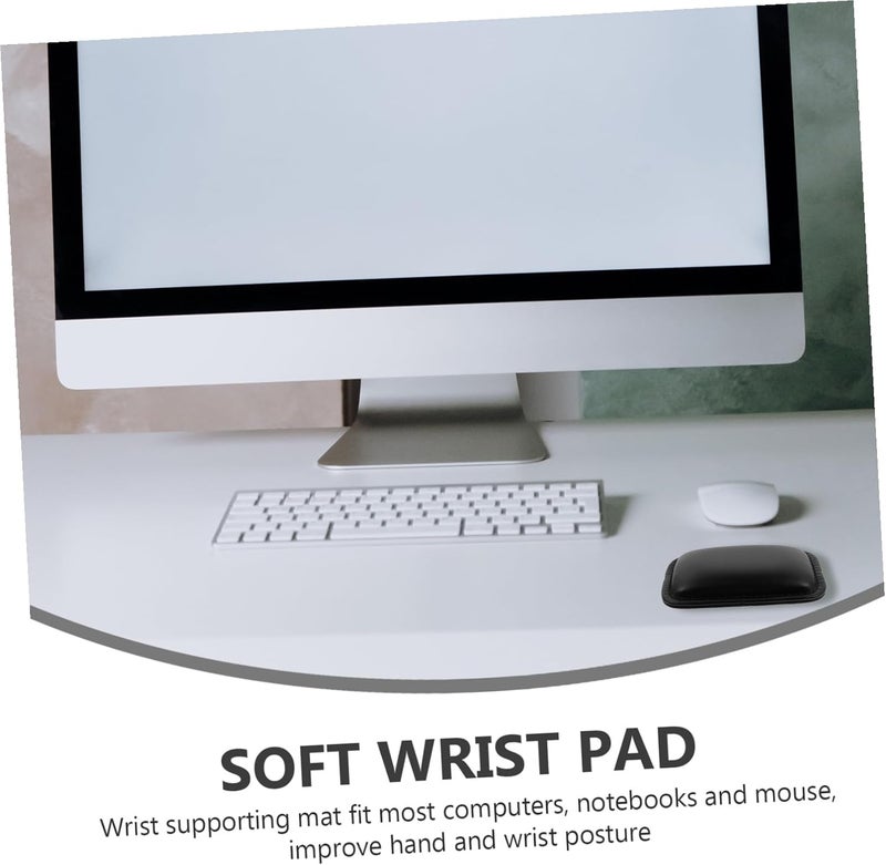 Leather Mouse Wrist Rest Support Pad Ergonomic Computer Elbow and Wrist Cushion for Pain Relief Skid Design for Gaming Office Use and Travel Black - Image 3