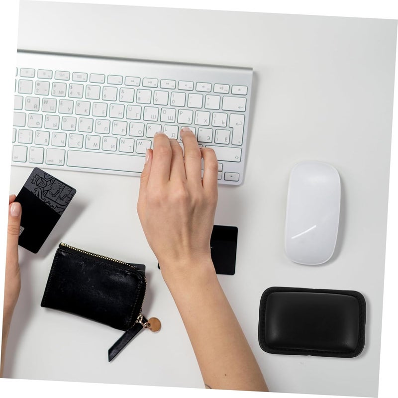 Leather Mouse Wrist Rest Support Pad Ergonomic Computer Elbow and Wrist Cushion for Pain Relief Skid Design for Gaming Office Use and Travel Black - Image 4
