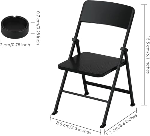 DS.DISTINCTIVE STYLE DS DISTINCTIVE STYLE Doll Chair 16 Scale Mini Folding Chair for 12 Inch Action Figure Black Tiny Miniature Furniture for Dollhouse Decoration - Image 5