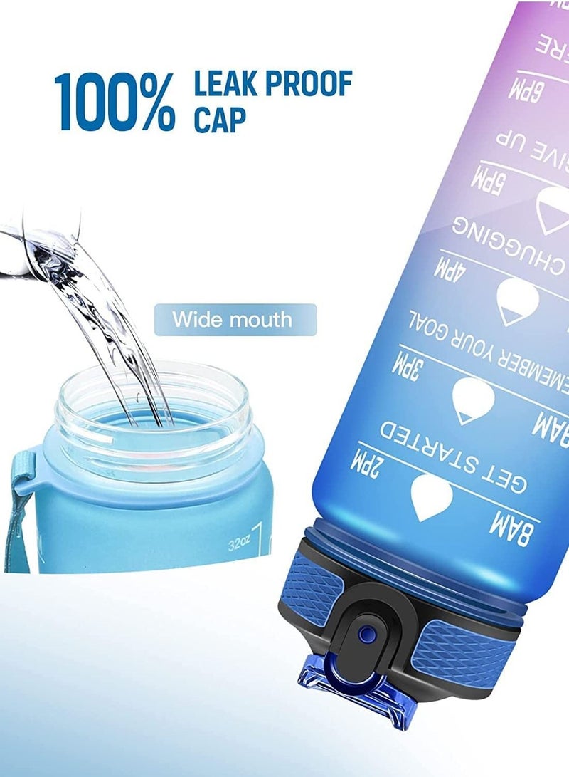 bullga Bottle For Kids And Adults, Portable Leakproof Drinking Water Bottles With Motivational Time Marker, BPA Free Water Jug For School Fitness Outdoor Gym Sports 1L Water  - Image 5
