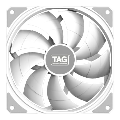 TAG Windforce 140 PC Case Fan with 140mm Cooling Fan | 1800 RPM High Fan Speed | 89.2 CFM Airflow | 29.2 dBA Noise | High Performance Silent Fan | Two Ball Bearing | 4 Pin PWM Connector (White) - Image 1