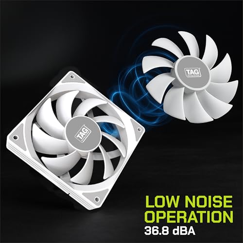 TAG Windforce 140 PC Case Fan with 140mm Cooling Fan | 1800 RPM High Fan Speed | 89.2 CFM Airflow | 29.2 dBA Noise | High Performance Silent Fan | Two Ball Bearing | 4 Pin PWM Connector (White) - Image 5