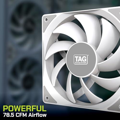TAG Windforce 140 PC Case Fan with 140mm Cooling Fan | 1800 RPM High Fan Speed | 89.2 CFM Airflow | 29.2 dBA Noise | High Performance Silent Fan | Two Ball Bearing | 4 Pin PWM Connector (White) - Image 4