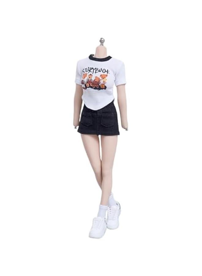 1/6 Scale Figure Doll Clothes: Short-Sleeved Wrap-Around Skirt Set for 12-inch Collectible Action Figure cd064B  - Image 1