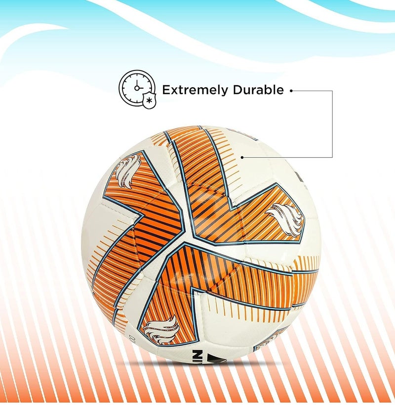 Nivia Dom Brace PU Football/Soccer Ball Size 5 – 32 Panel, Stitched, Latex Bladder, All-Surface Play, Orange - Image 3